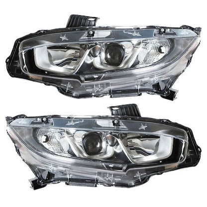 Solid Spare Headlight Fit For Honda Civic 2016-2020 Headlamps Driver + Passenger Side Pair