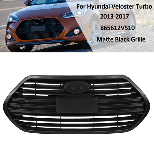 For 2013-2017 Hyundai Veloster Turbo Front Upper Grille Matte Black 865612V510