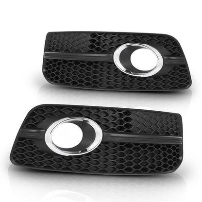 Solid Spare For 2009-2012 Audi Q5 Black Front Fog Light Cover Grill W/Chrome W/S-Line Pkg