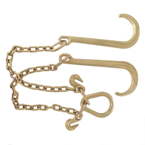 Solid Spare Flatbed Truck Rollback Wrecker Carrier 5/16" X 2' G70 Tow Chain J-Hooks V-Chain