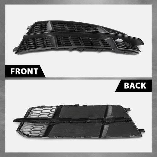 Solid Spare Front Fog Light Cover Honeycomb Grille Black Fit For Audi S6 A6 S-Line 2016-2018