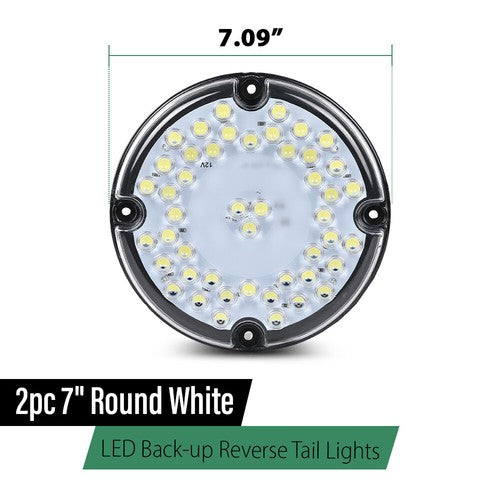Solid Spare Fit For School Bus Transit Vehicle7" Round White Led Back-up Reverse Tail Light