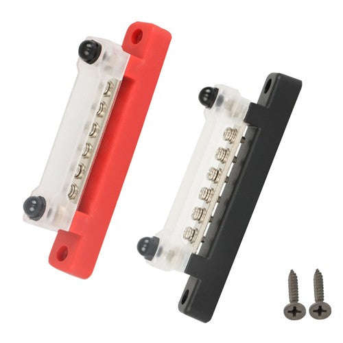 Solid Spare Red & Black Bus Bar Power Distribution Terminal Block 6 Way 48V 150A Busbar NEW