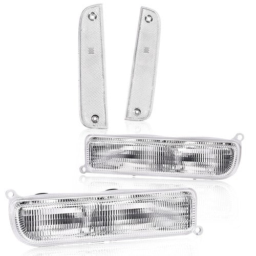 Solid Spare Fit For 97-01 Jeep Cherokee XJ Clear Bumper Lights + Signal Corner Turn Lamps