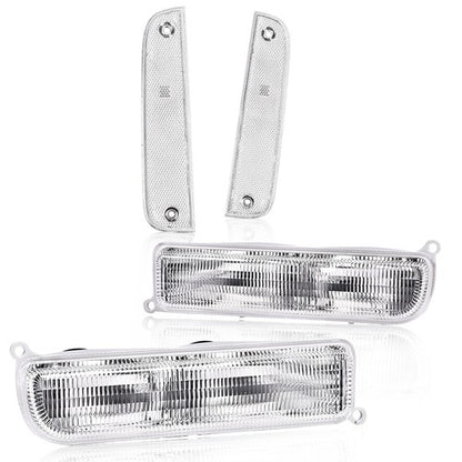 Solid Spare Fit For 97-01 Jeep Cherokee XJ Clear Bumper Lights + Signal Corner Turn Lamps