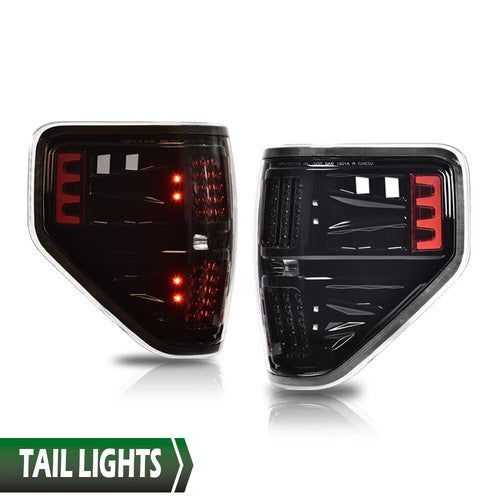Solid Spare LED Black Tail Lights Rear Brake Lamps Left & Right Fit For 2009-2014 Ford F150