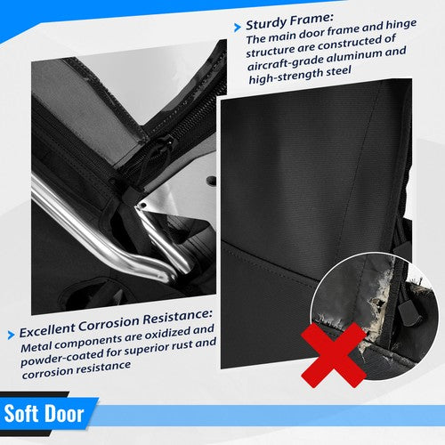 Solid Spare UTV Frame Cab Enclosure Soft Doors For Polaris Ranger 1000 / XP 1000 2017-24