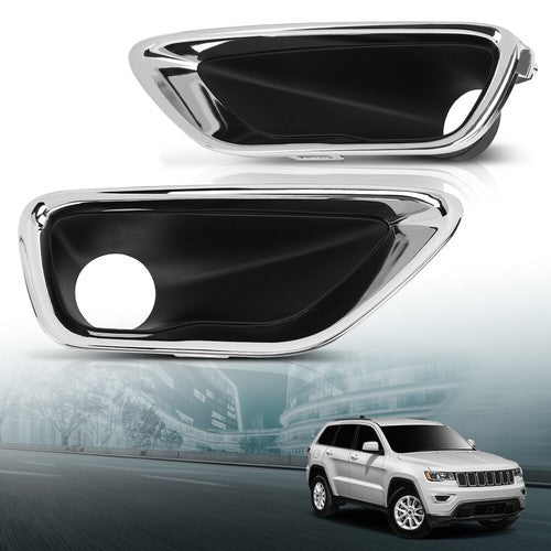 Solid Spare Front Bumper Fog Light Bezel Lamp Trim Fit For 2016-2020 Jeep Grand Cherokee