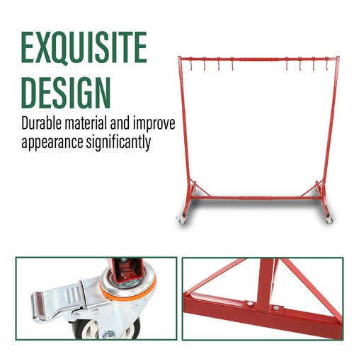 Solid Spare 5-7ft Red Painting Rack Adjustable Paint Hanger 8 Hooks Auto Body Painting Stand