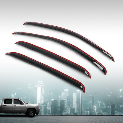 Solid Spare Fit For 07-13 Chevy Silverado GMC Sierra Crew Cab Window Visors Rain Guards