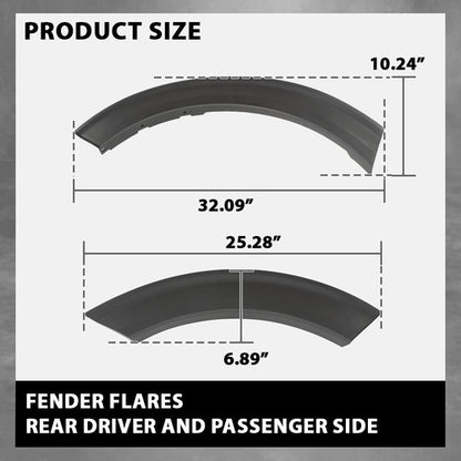 Solid Spare Fit For 2020 2021 2022 Ford Explorer Driver & Passenger Side Rear Fender Flares