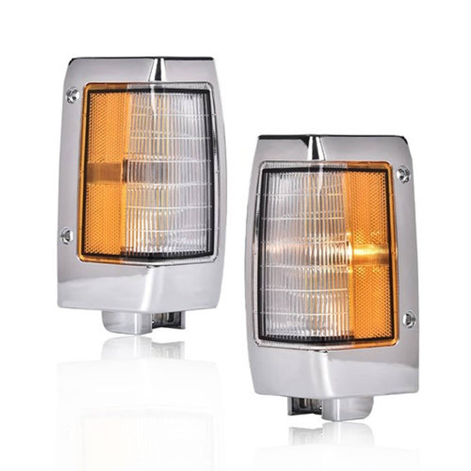 Solid Spare Fit For 90-97 Nissan D21 Pickup Chrome Parking Corner Side Marker Signal Lights