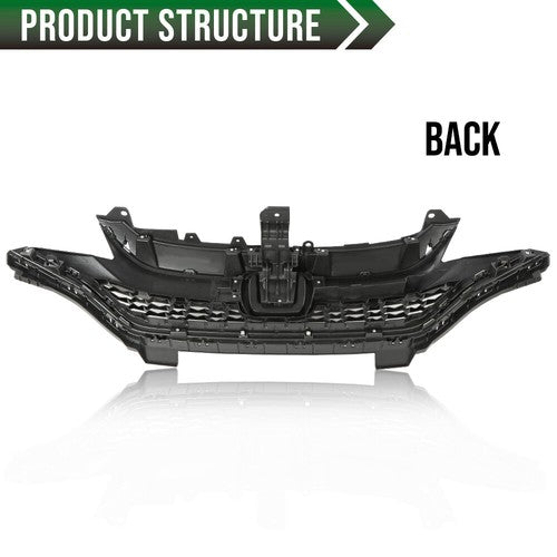 Solid Spare Fit For 2018-2020 Honda Fit Front Bumper Upper Honeycomb Grille w/ Chrome Trim