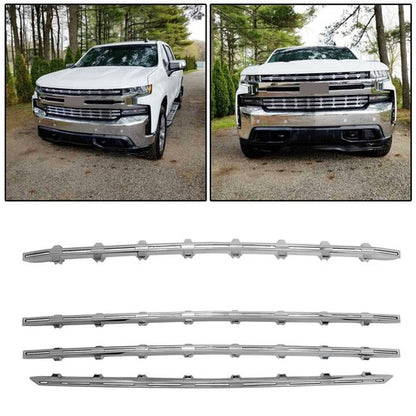 Solid Spare Snap-On Chrome Grille Trim Molding Covers For 19-21 Chevy Silverado 1500 LT RST