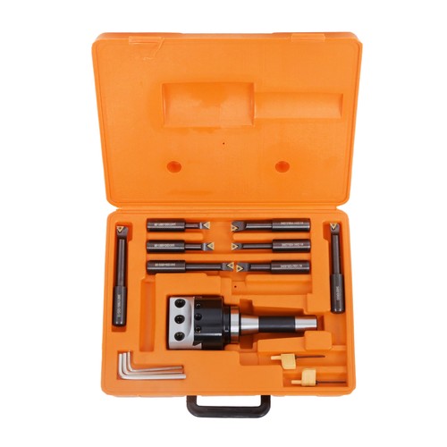 Solid Spare 3" New Boring Head R8 Shank + 10pcs Carbide Tipped 3/4" Boring Bar Set