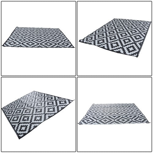 Solid Spare Black & White Outdoor Waterproof Plastic Rug For Camping Outdoor Carpet 8x10ft