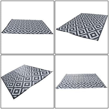 Solid Spare Black & White Outdoor Waterproof Plastic Rug For Camping Outdoor Carpet 8x10ft