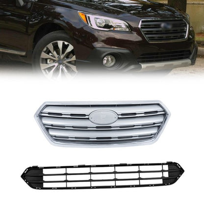 Solid Spare Fit For Subaru Outback 2015-2017 Plastic Front Upper & Lower Grilles 2 Pcs New