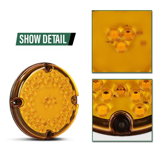 Solid Spare 2pcs Fit For Transit Vehicles Refuse Hauler 7" Round Amber 47-LED Tail Light
