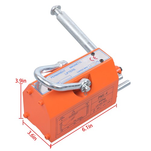 Solid Spare Magnetic Lifter Lifting Magnet Hoist 880 lbs/400 kg 2.5 Safety Factor Orange