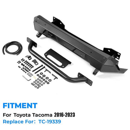 Solid Spare Steel Front Stubby Bumper Guard Bull Bar Hidden Winch For Toyota Tacoma 16-2023