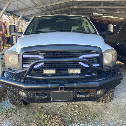 Solid Spare For Dodge RAM 2500 3500 1500 06-09 Front Hood Black Big Horn Grille+Shell+Light