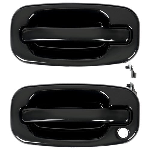 Solid Spare 2Pc Front Outer Door Handle Set For 1999-2007 Chevy Silverado 1500 Glossy Black