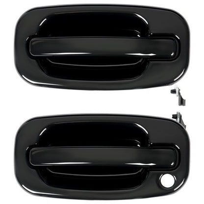 Solid Spare 2Pc Front Outer Door Handle Set For 1999-2007 Chevy Silverado 1500 Glossy Black