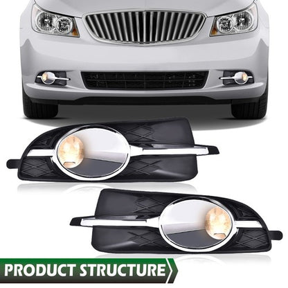 Solid Spare Fit For 2010-2013 Buick LaCrosse Bumper Fog Lights Driving Lamps w/ Bulbs+Bezel