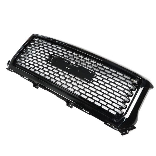 Solid Spare Glossy Black Front Hood Mesh Grille Replacement For GMC Sierra 1500 2014 2015