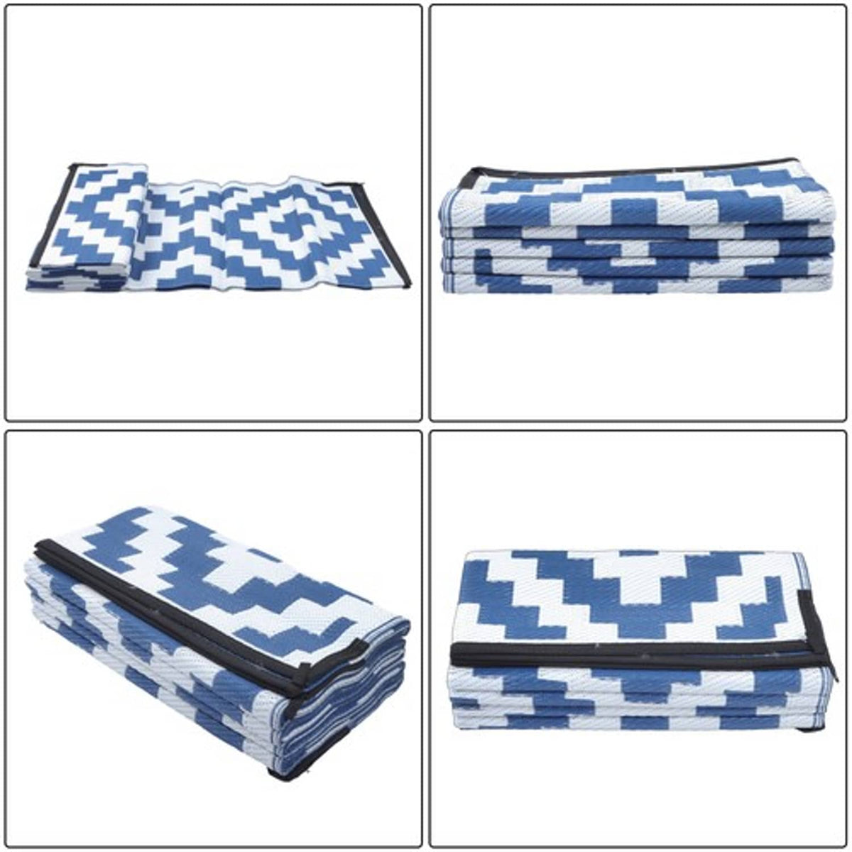 Solid Spare Outdoor Waterproof Foldable Plastic 8x10FT Navy Blue White Outdoor Carpet