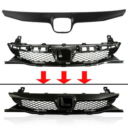 Front Bumper Gloss Black Grille Mesh Grill For 2009 2010 2011 Honda Civic Sedan