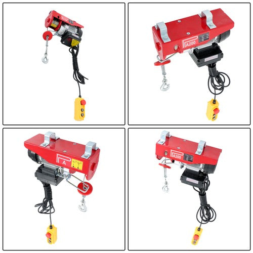 Solid Spare 440lbs Mini Electric Hoist 14ft Wired+328ft Wireless Remote Control 110V 510W