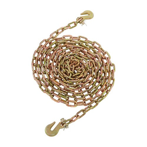 Solid Spare G70 1/4in×20ft Transportation Bundle Chain Steel Gold 3150lbs with Clevis Hooks