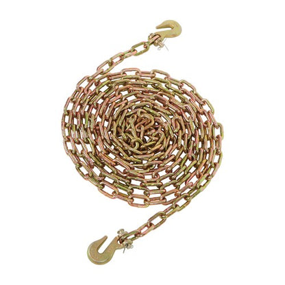 Solid Spare G70 1/4in×20ft Transportation Bundle Chain Steel Gold 3150lbs with Clevis Hooks