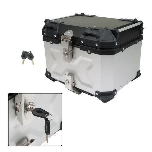 Solid Spare Motorcycle Aluminum Trunk Rear Top Case Luggage Tour Tail Tool Box Lock 45L USA
