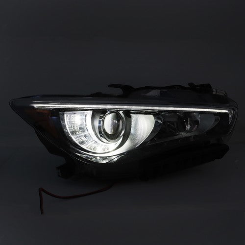 Solid Spare Clear Front Headlight Right/RH Fit For Infiniti Q50 2014-2017 LED w/o AFS Chrome
