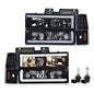 Solid Spare LED DRL Headlights+Bumper Corner Lamps Black Fit For 94-00 Chevy GMC C/K Pickup