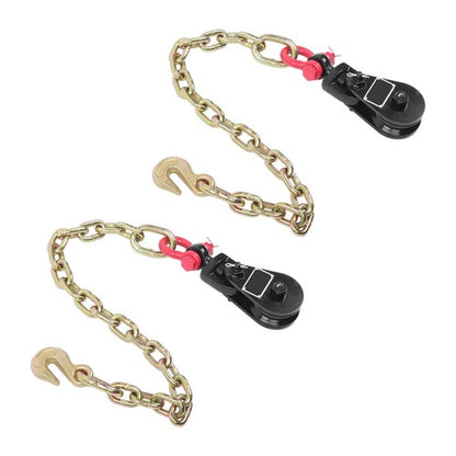 Solid Spare 2 Pcs Chained Pulley 2 Ton G70 Snatch Block 2 FT Tow Chain for 3/8" Wire Rope