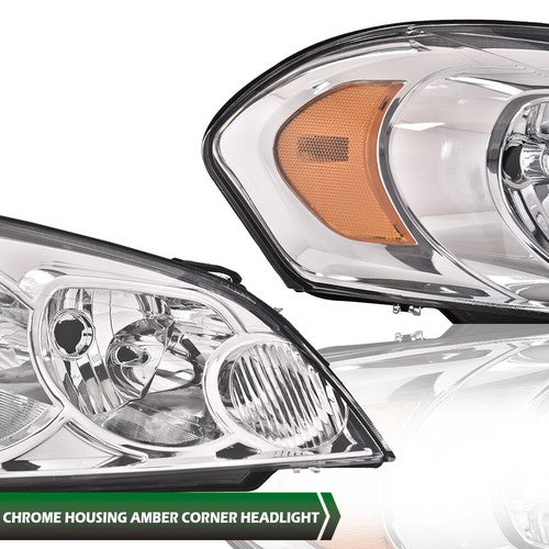 Solid Spare Fit For 06-16 Chevrolet Impala Passenger Side Chrome Housing Amber Headlight