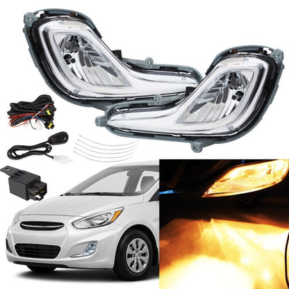 Solid Spare Front For Hyundai Accent 2012-2017 Bumper Fog Light Lamp Clear Lens w/Bulbs