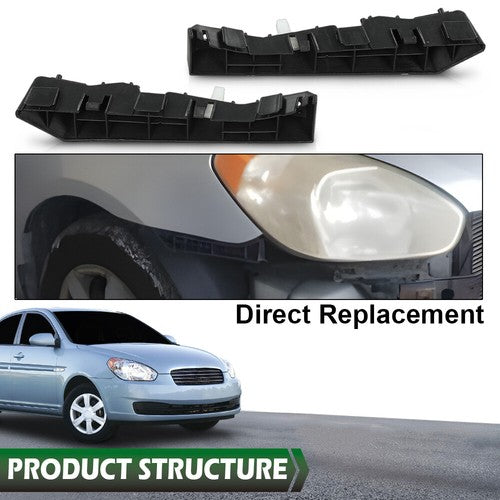 Solid Spare Fit For 2006-2011 Hyundai Accent Front Upper Bumper Bracket Left+Right Pair