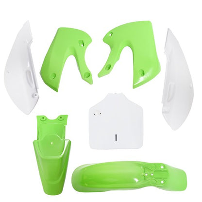 Solid Spare Plastic Fender Fairing Kit Green&White For KX 65 KLX 110 KLX110 DRZ110
