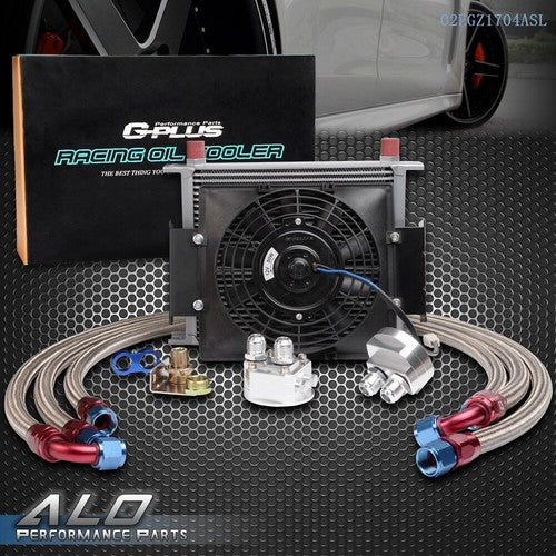 Solid Spare Universal 30 Row AN10 Aluminum Engine Oil Cooler+ Filter Relocation Kit+ 7" Fan