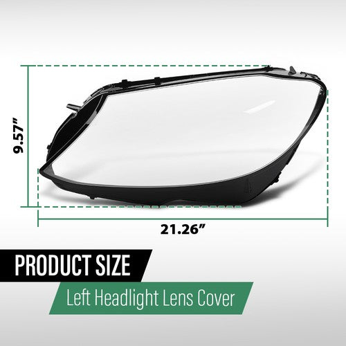 Solid Spare Fit For 2015-2017 Mercedes-Benz W205 C Class Headlight Replacement Lens Left