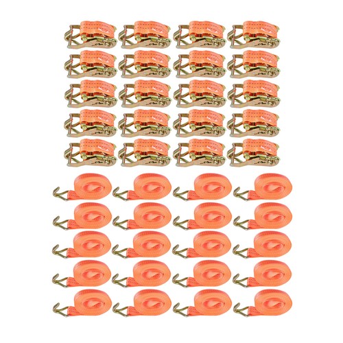 Solid Spare 4000lbs 20 Pcs 1.5" x 20' Ratchet Tie Down Straps With J Hooks Heavy Duty Strap