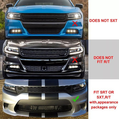 Solid Spare For 2015-23 DODGE CHARGER RT SCAT PACK SRT STYLE Front Upper + Lower Grille Kit