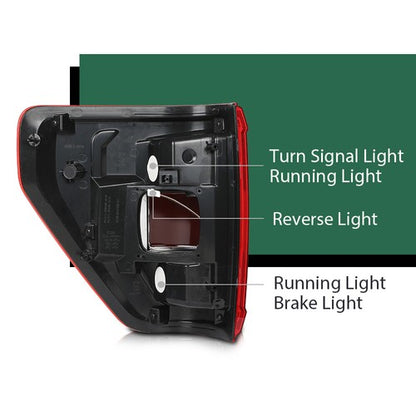 Solid Spare Fit For 21-2023 Ford F-150 XLT w/ Blind Spot TaiL Lights Brake Lamps Left+Right