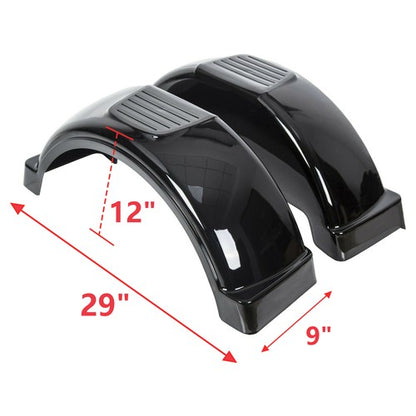 Solid Spare Set Of 2 Single Axle Trailer Fenders w/ Top Step For 13" Wheels Tires Skirt Boat