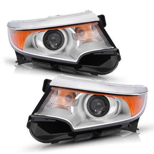 Solid Spare Left&Right Headlamps For 2011-2014 Ford Edge Halogen Headlights Chrome Housing